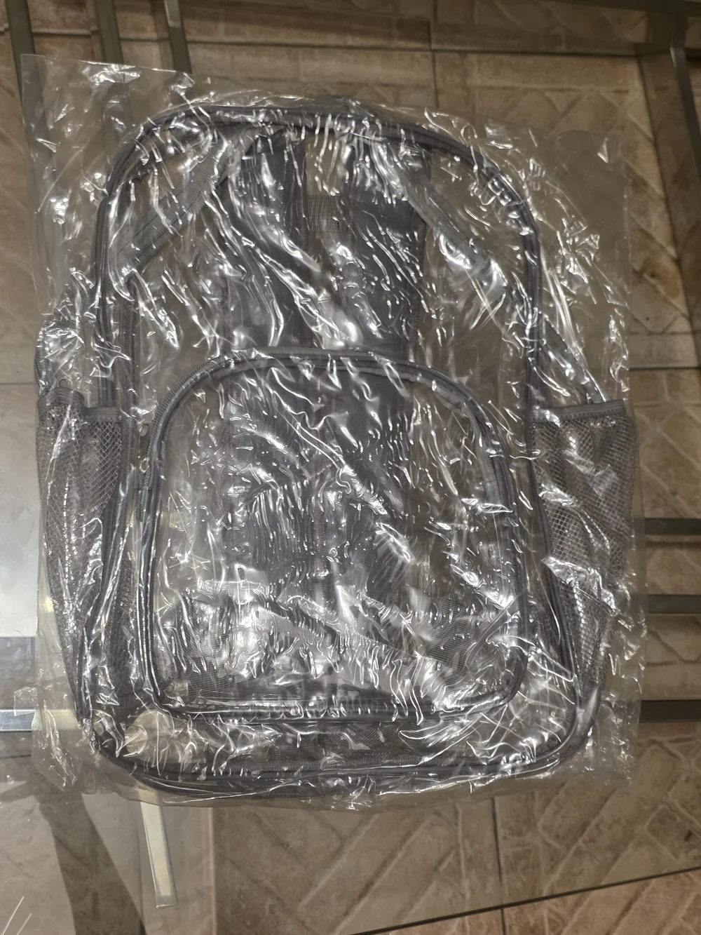 Clear Kids Backpack in Gray - Transparent School Bag Unisex